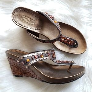 Tribeca by Kenneth Cole Jeweled Wedge Sandals